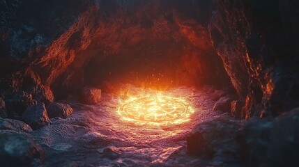 Ancient symbols glow in a whispering cave, revealing timeless secrets of the past.