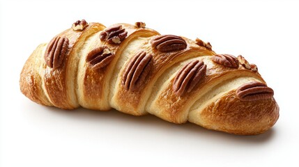 Delicious pecan-crowned bread loaf bakery food photography bright studio close-up