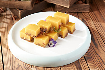 Delicious dessert pumpkin red bean cake