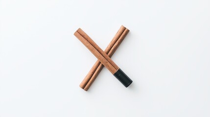 Creative action with brown markers on white surface minimalist design close-up view