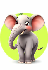 Naklejka premium Cute Elephant Cartoon Character Standing with a Green Background Circle