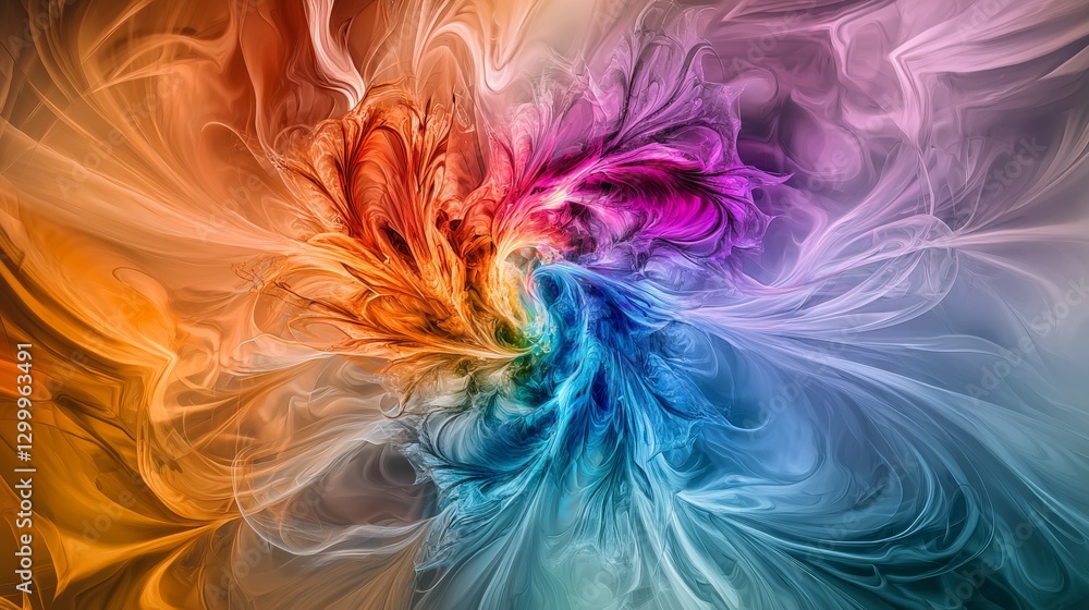Poster vibrant abstract color swirls digital art contemporary design creative studio aesthetic views visual