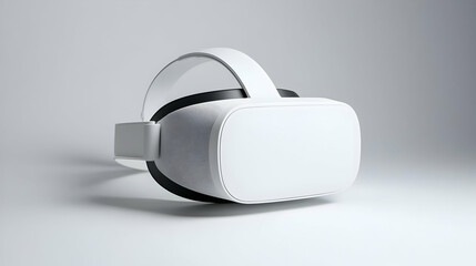 White Virtual Reality Headset on a Light Gray Background with Modern Design