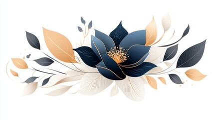 Close-up of tranquil blue floral design elegant digital art in modern aesthetic