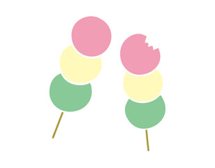 三色団子／和菓子・お花見／手書きのベクターイラスト