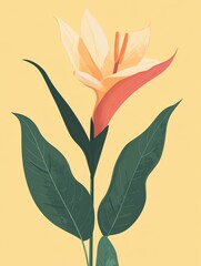 Elegant Floral Illustration: A Delicate Blossom on a Pastel Background