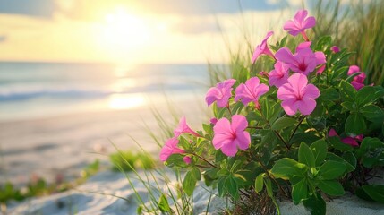 Vibrant Flora Flourishing by the Sunny Beach