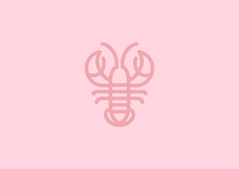Line Art Lobster Logo – A minimalist lobster design using flowing lines, representing resilience and oceanic power.