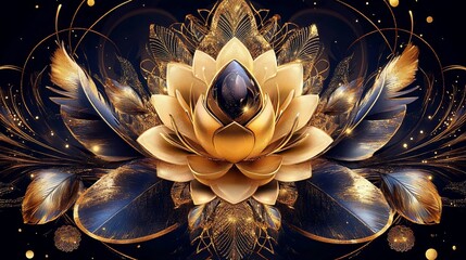 Golden Lotus Bloom: A Luxurious Digital Art