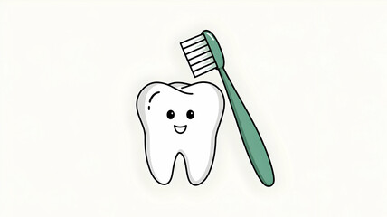 Tooth with toothbrush isolated on transparent or white background, png