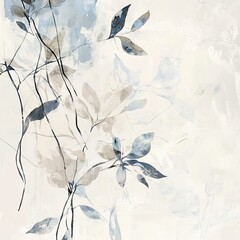 Abstract muted colors florals painting poster decoration