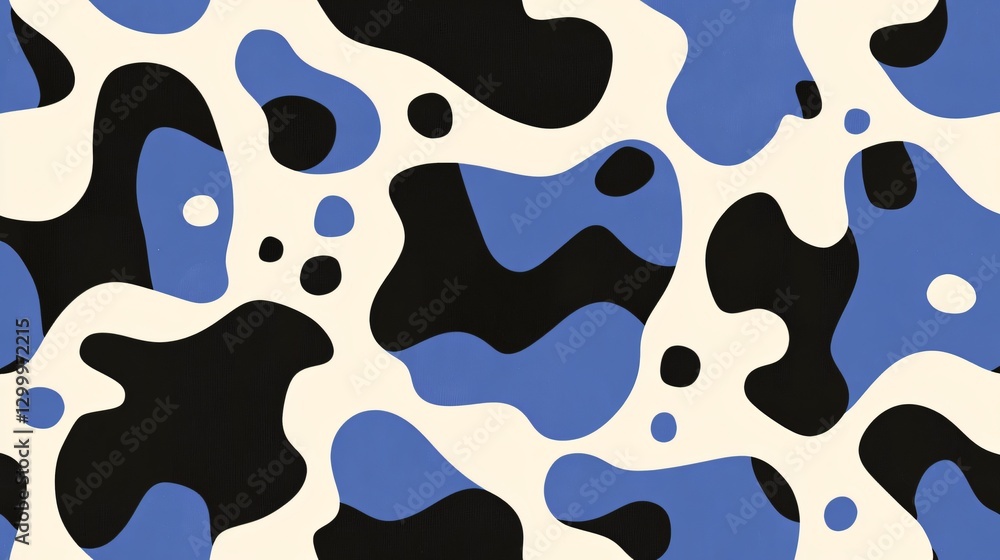 Aufkleber dynamic abstract art with deep blue tones light shades and angular black polygons