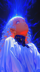 The blue dream of stardust entanglement - the girl with the reflection of the Milky Way in her hair