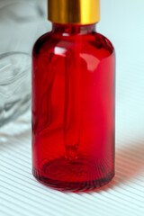 Closeup Serum Perfume and Oil Bottles, Containers for Branding Macro Photo of Beauty Products Packaging