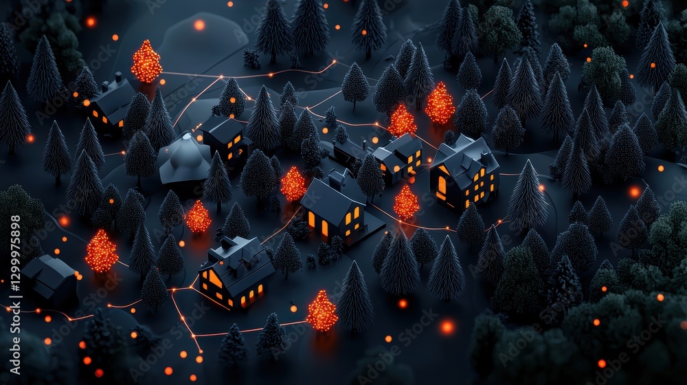 Poster a graphic representation of a threat detection system in action, with a global map highlighting atta