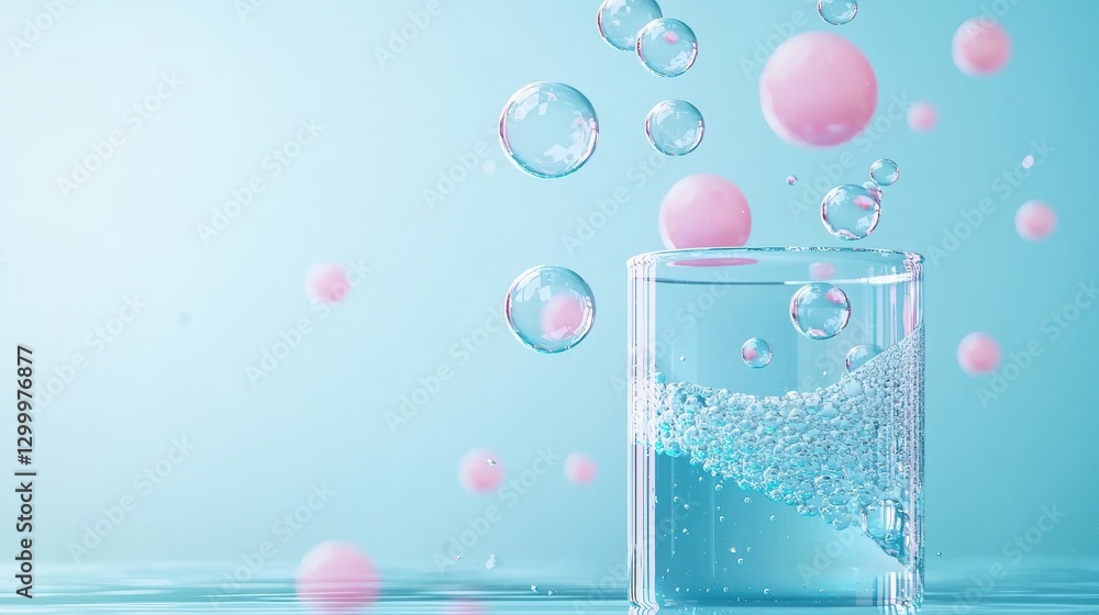 Poster oil bubbles of various sizes adhering to a wet glass surface, creating abstract patterns and distort