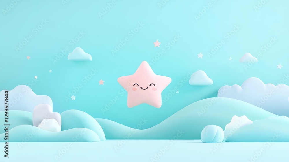 Fototapete a playful animation of a five star rating icon transforming into a happy character, adding a fun and