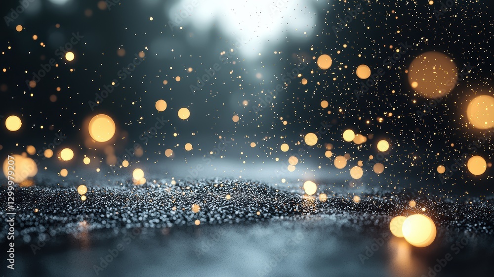 Aufkleber a dark background with soft, golden bokeh circles of varying sizes, creating a magical and dreamy at