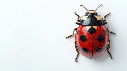 Fototapeta premium Ladybug insect on a white surface isolated with a clear view of its features and colors