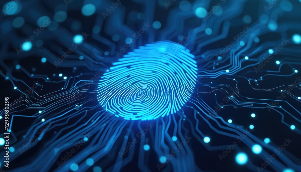 Poster electronic banking account protection concept. cybersecurity of pro trading with fingerprint and sec
