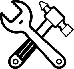  hammer-and-wrench-repair-concept-editable-stroke