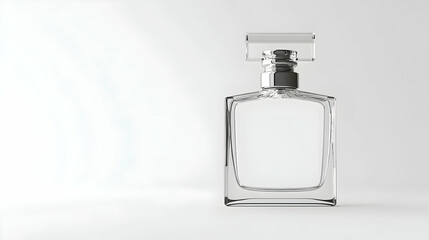 Elegant Square Perfume Bottle With Silver Top Isolated on White Background Studio Shot