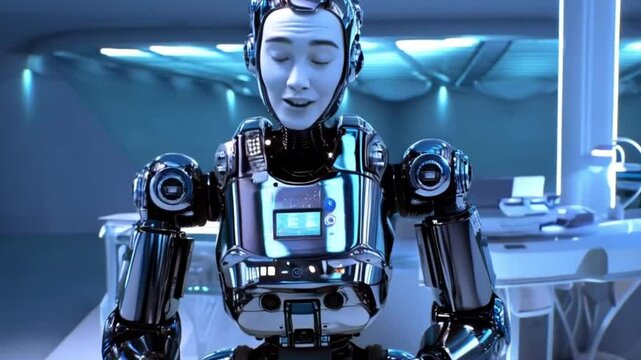 "Futuristic 3D-Rendered AI-Powered Humanoid Robot Showcasing Advanced Machine Learning and Technological Innovation"