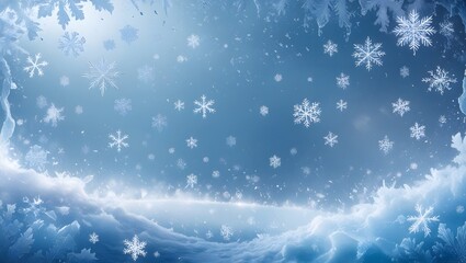 Snowfall and ice forming a scenic winter backdrop.