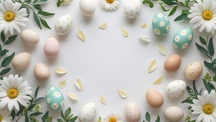 Easter egg decoration with flowers on a white background.