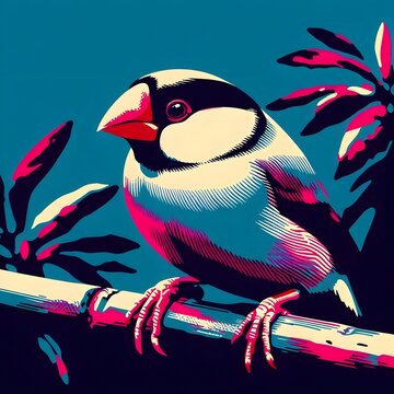 문조, 팝아트, jpeg (Java sparrow, pop art, jpeg)