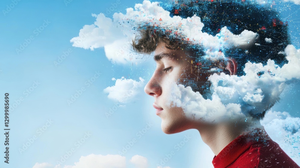 Aufkleber a collage of images showcasing people from different cultures and backgrounds using cloud based tech
