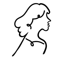 woman's day doodle portrait in vector. Element for poster sticker design logo decoration prints