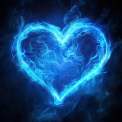 Glowing Blue Heart Energy Abstract Background