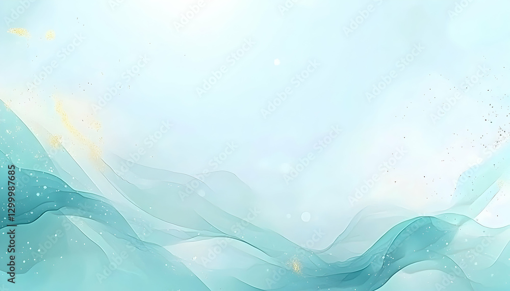 Aufkleber serene abstract background featuring flowing teal waves and gold accents; ideal for design projects 