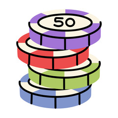 Stacked Colorful Casino Chips Illustrations