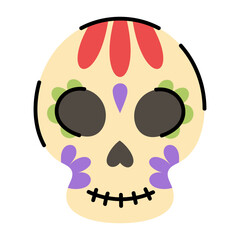 Colorful Decorative Sugar Skull Illustration