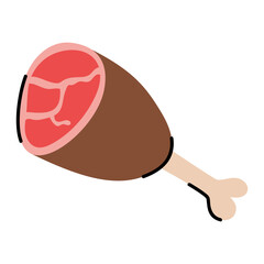 Cartoon Style Meat Leg Icon for Culinary Use