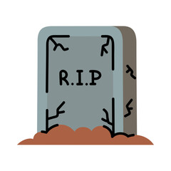 Simple Gravestone Illustration with R.I.P. Inscription