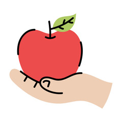 Hand Holding a Fresh Red Apple Illustration