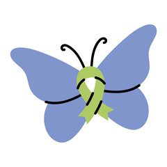 Colorful Butterfly with Green Ribbon Design