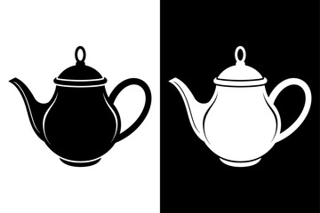 Stylish Black & White Teapot Icon Perfect for Branding.
