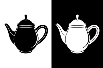 Stylish Black & White Teapot Icon Perfect for Branding.