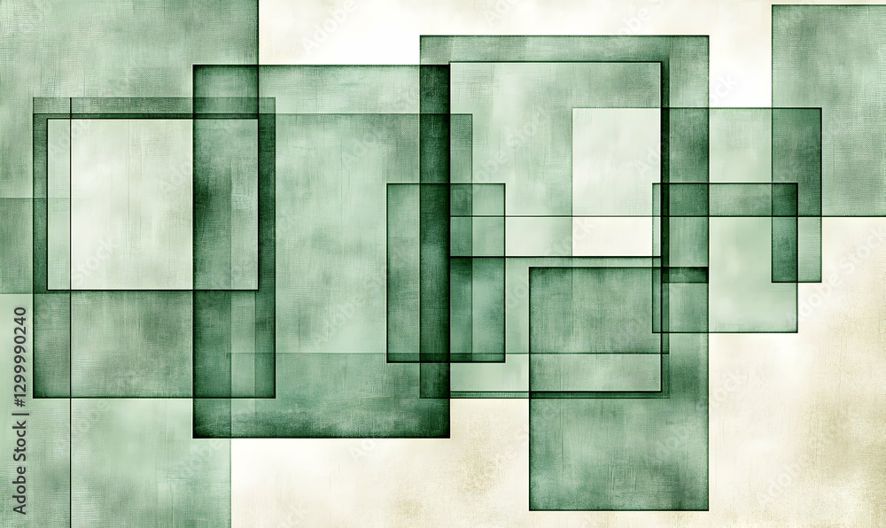 Poster abstract green textured overlapping squares background. ideal for modern design projects, websites, 
