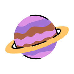 Colorful Planet Illustration with Rings and Bands
