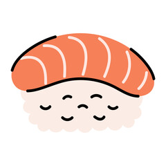 Fresh Salmon Sushi with Rice and Seaweed Design