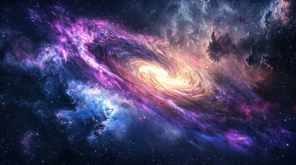 Obraz premium Colorful Galaxy with Swirling Stars and Nebulae in Deep Space