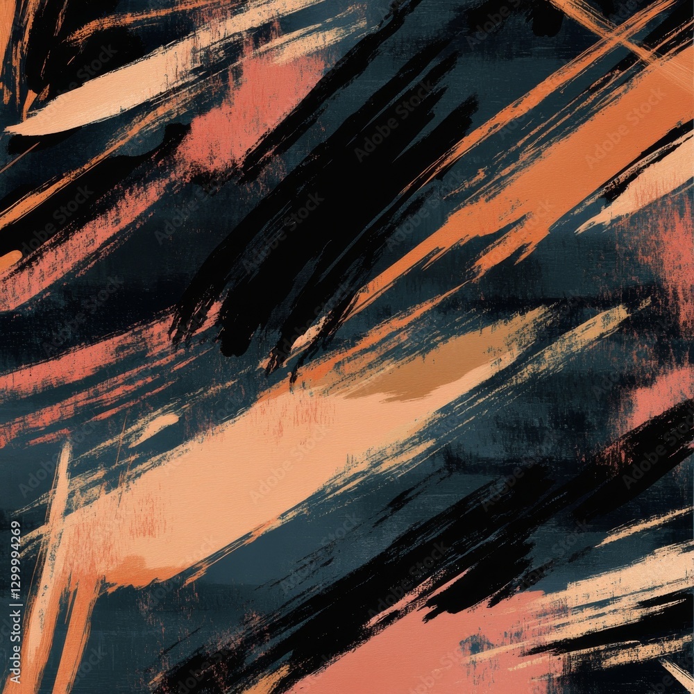 Poster Abstract Brushstrokes in Earth Tones: A Bold and Expressive Composition with Dynamic Lines and Contrasting Textures
