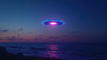 UFO over night sea