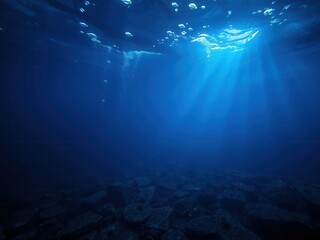 Underwater Scene with Sunbeams and Bubbles