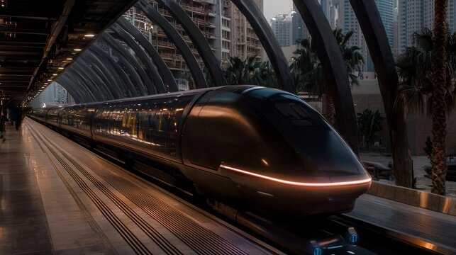 Futuristic hyperloop a revolutionary urban transport system in modern architecture for high-speed travel